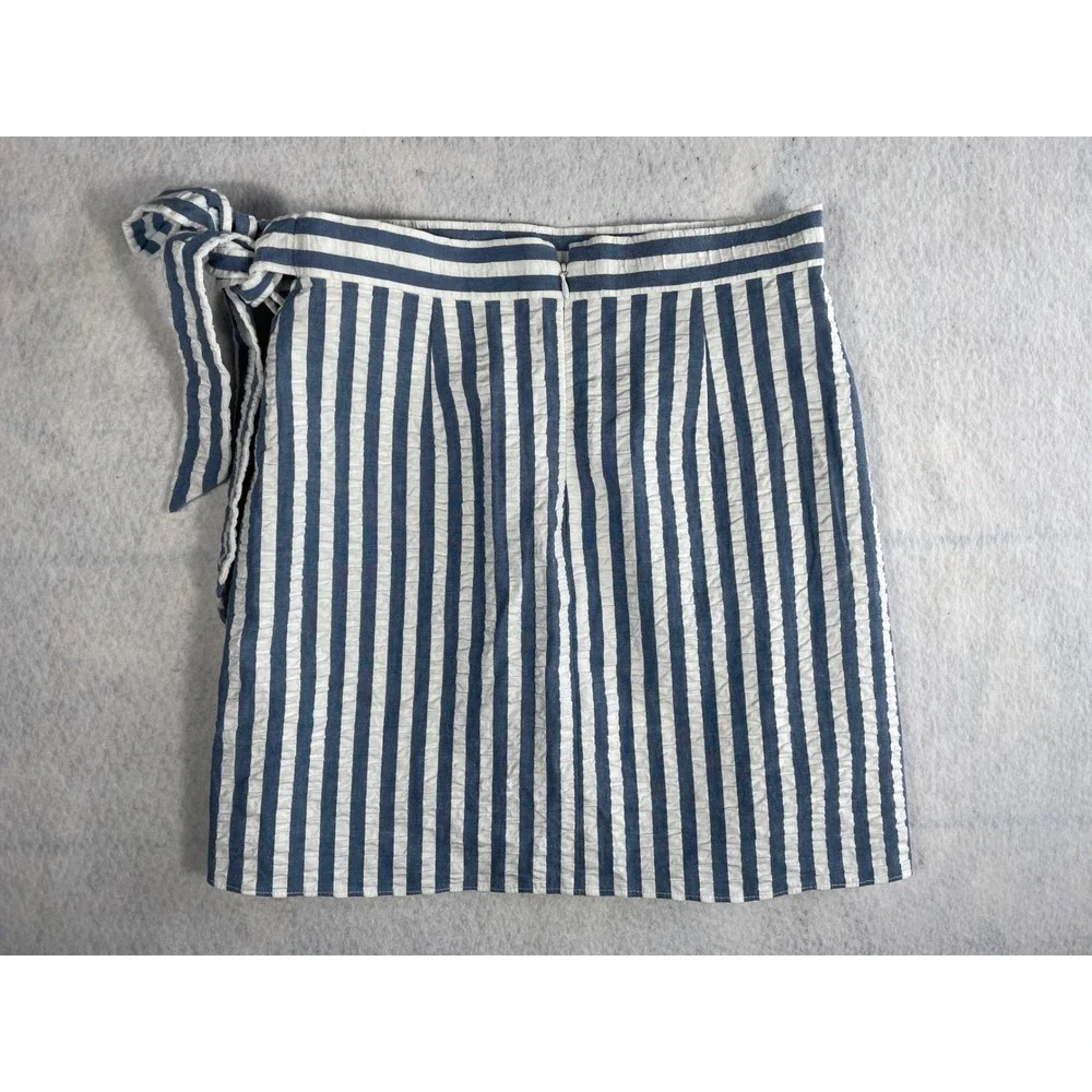 J.Crew Womens High Waist Blue White Striped Wrap Mini Skirt Side Tie Size‎ 2